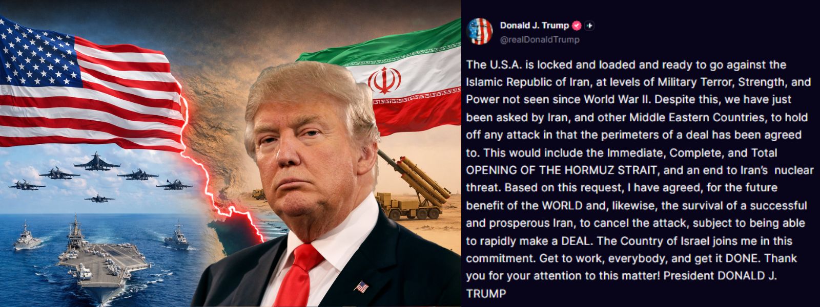 Trump Says He Will Hold Off on Fresh Iran Attack in Hope of Quick Deal