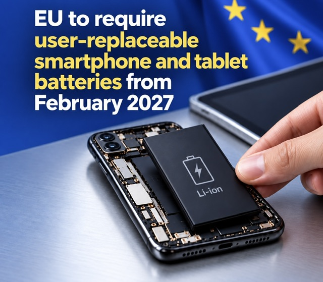 EU to require user-replaceable smartphone and tablet batteries from Feb 2027