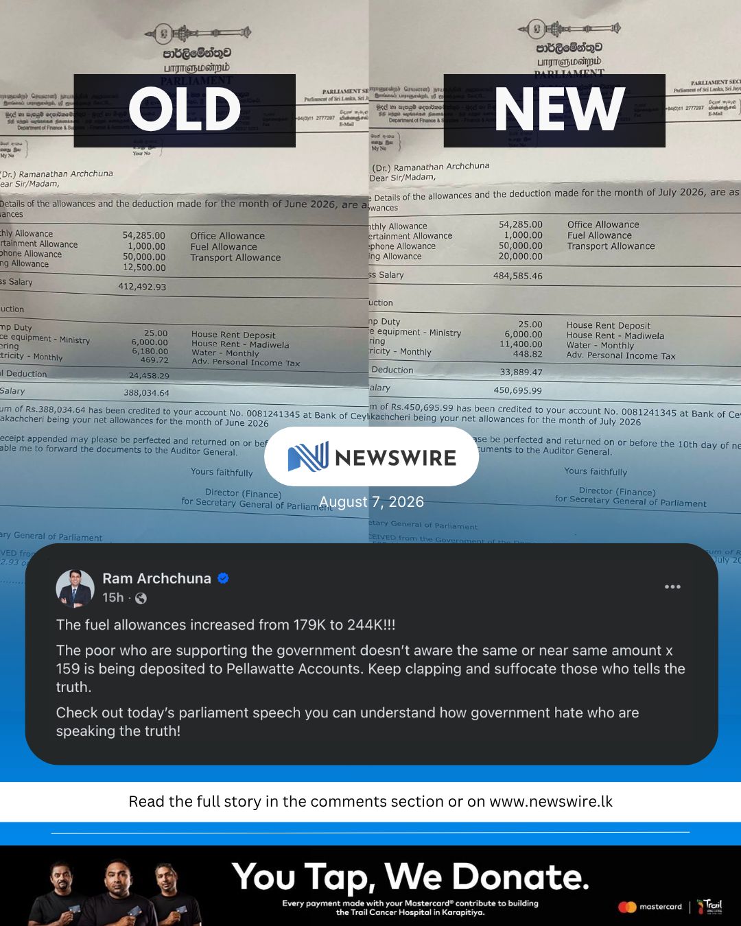 MP shares salary slips, points to higher fuel allowance