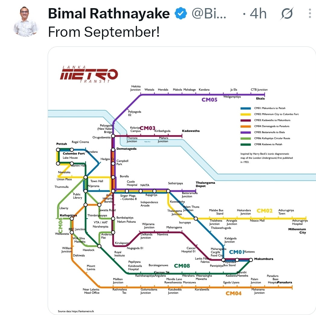 Minister shares Colombo Metro Transit route plan ahead of September launch
