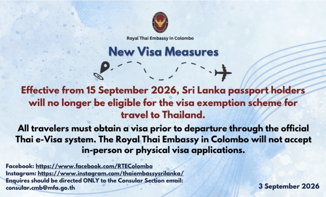 Travelling to Thailand? Major Visa Change for Sri Lankans From September 15