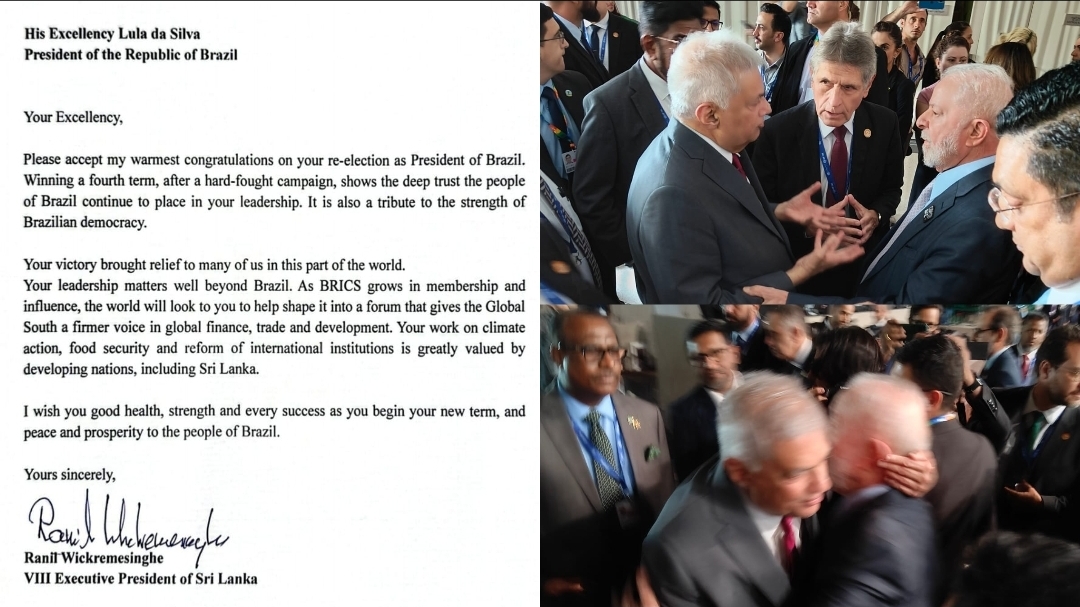 Ranil congratulates Lula on Brazil election victory, says result brought relief to many